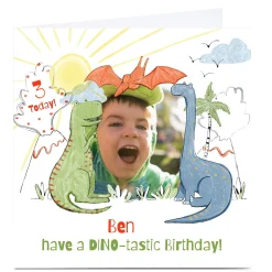 Hot Emma Valenghi Photo Birthday Card - Dinosaur Kids Premium Square|For Kids