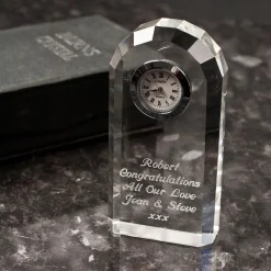 Engraved Crystal Clock Jewellery & Keepsakes|Anniversary Gifts