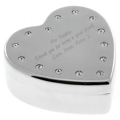 New Engraved Diamante Heart-Shaped Jewellery Box - Birthday Personalised Engraved Gifts|Jewellery & Keepsakes