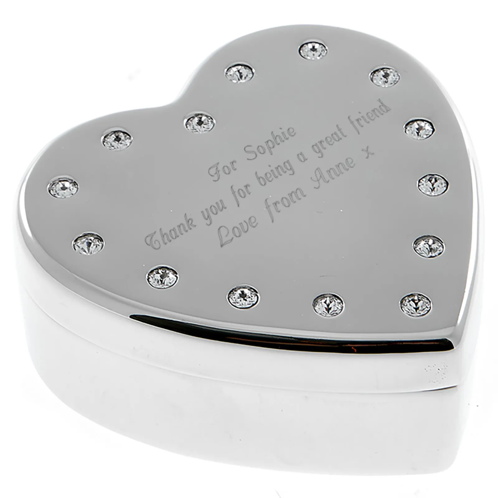 New Engraved Diamante Heart-Shaped Jewellery Box - Birthday Personalised Engraved Gifts|Jewellery & Keepsakes