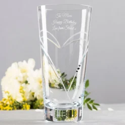 Card Factory Engraved Glass Vase Embellished with Crystals
