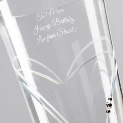 Card Factory Engraved Glass Vase Embellished with Crystals