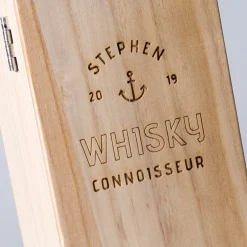 Card Factory Engraved Luxury Wooden Whisky Box With Glenfiddich Whisky - Anchor