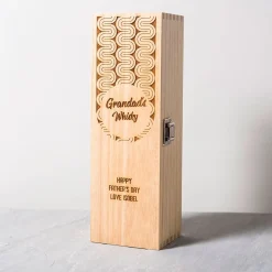 Card Factory Engraved Luxury Wooden Whisky Box with Glenfiddich Whisky - Retro