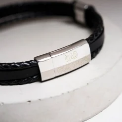 Hot Engraved Men's Leather Bracelet - Any Message 60Th Birthday|50Th Birthday