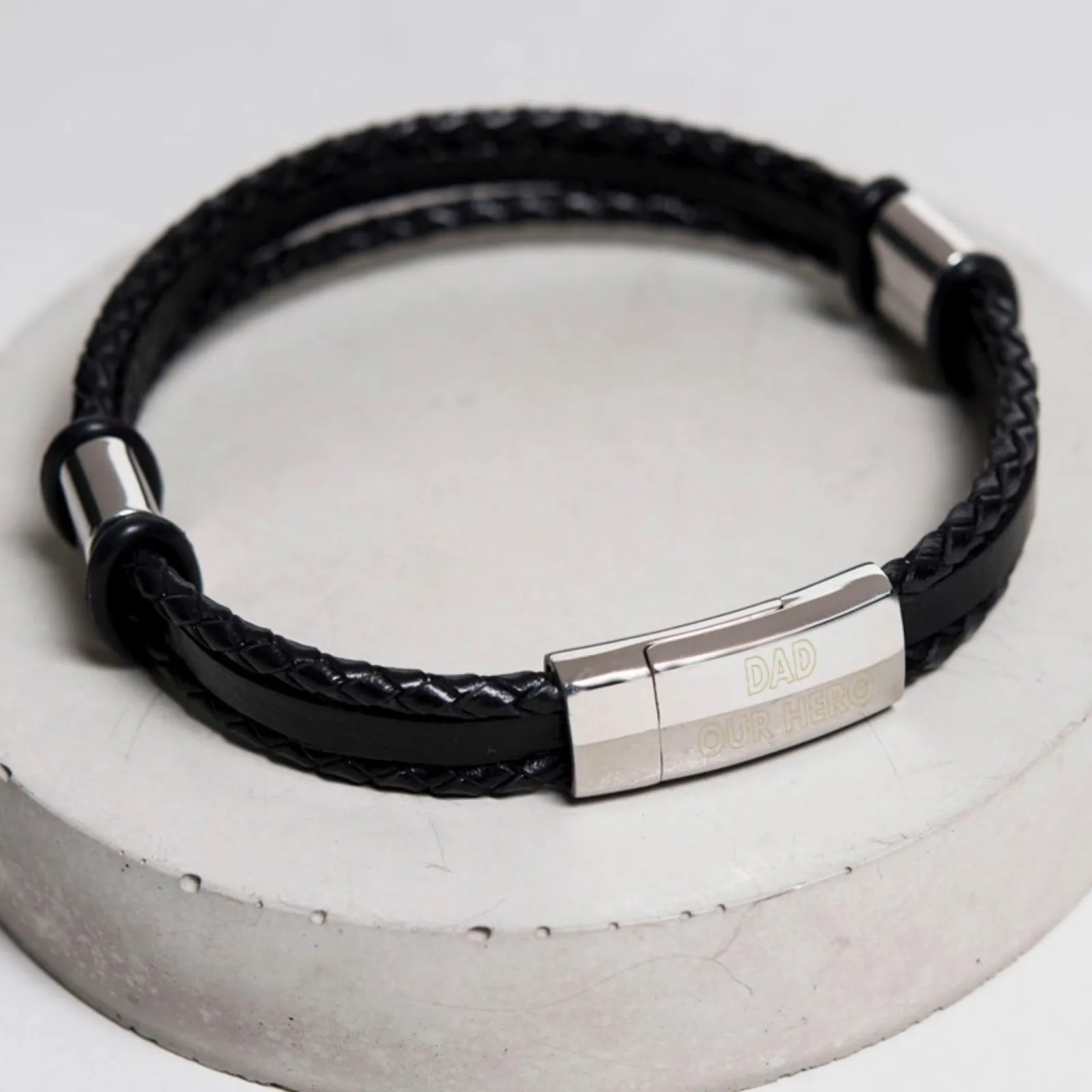 Hot Engraved Men's Leather Bracelet - Any Message 60Th Birthday|50Th Birthday