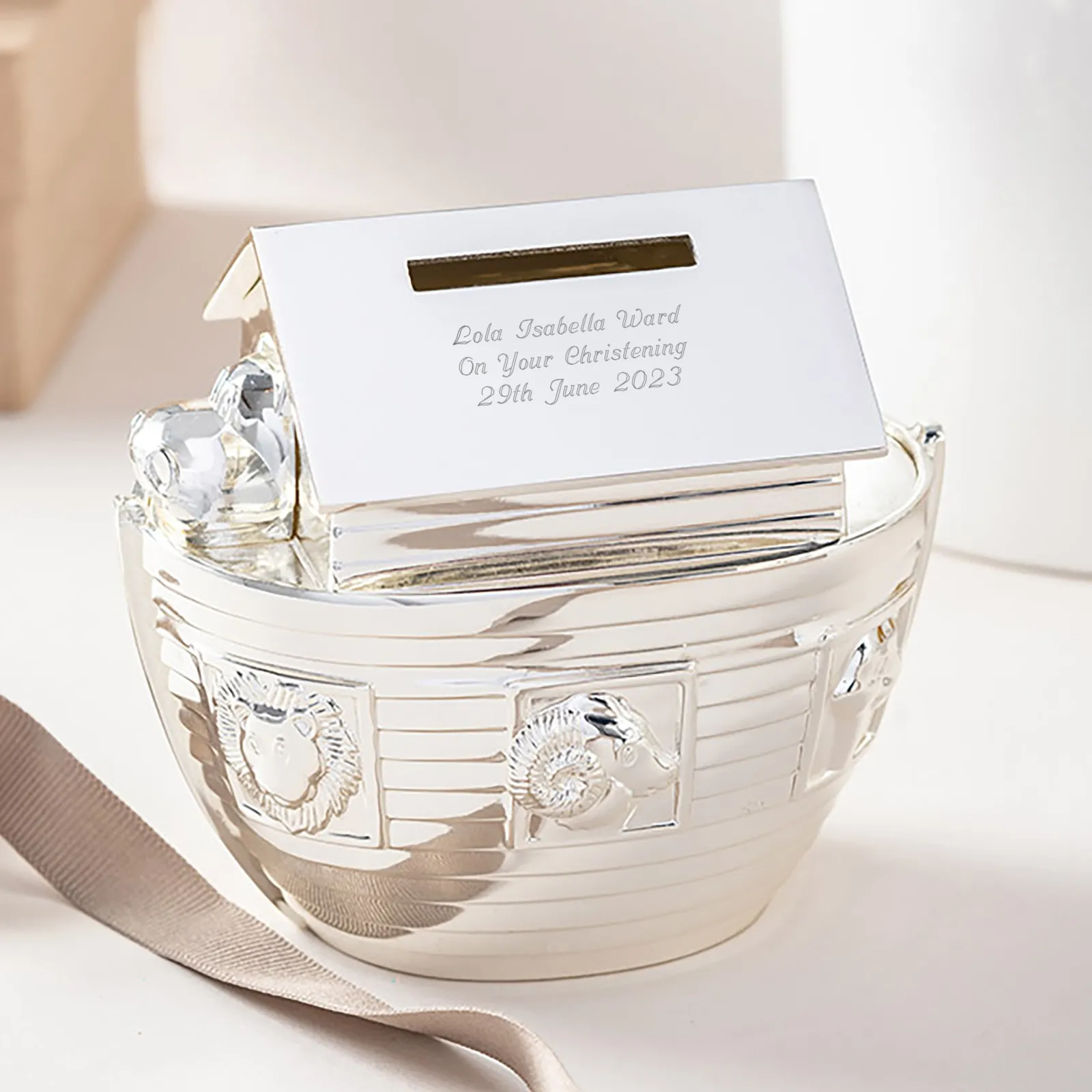 Card Factory Engraved Noah's Ark Money Box