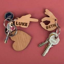 Clearance Engraved Set Of 2 Wooden Key Rings - Hand Wedding Gifts|Gifts For Couples