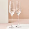 Card Factory Engraved Set Of Two Champagne Flutes embellished with Crystals - Initial Love Hearts