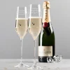 Card Factory Engraved Set Of Two Champagne Flutes Embellished with Crystals - Swirls