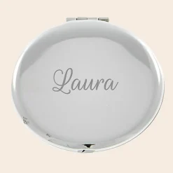 Card Factory Engraved Silver Round Compact Mirror - Name
