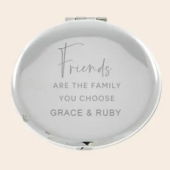 Card Factory Engraved Silver Round Compact Mirror - Friends Are The Family You Choose