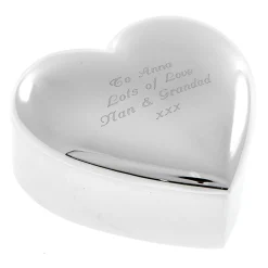 Card Factory Engraved Silver-Plated Heart Trinket Box