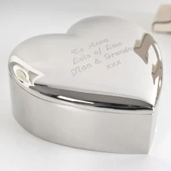 Card Factory Engraved Silver-Plated Heart Trinket Box