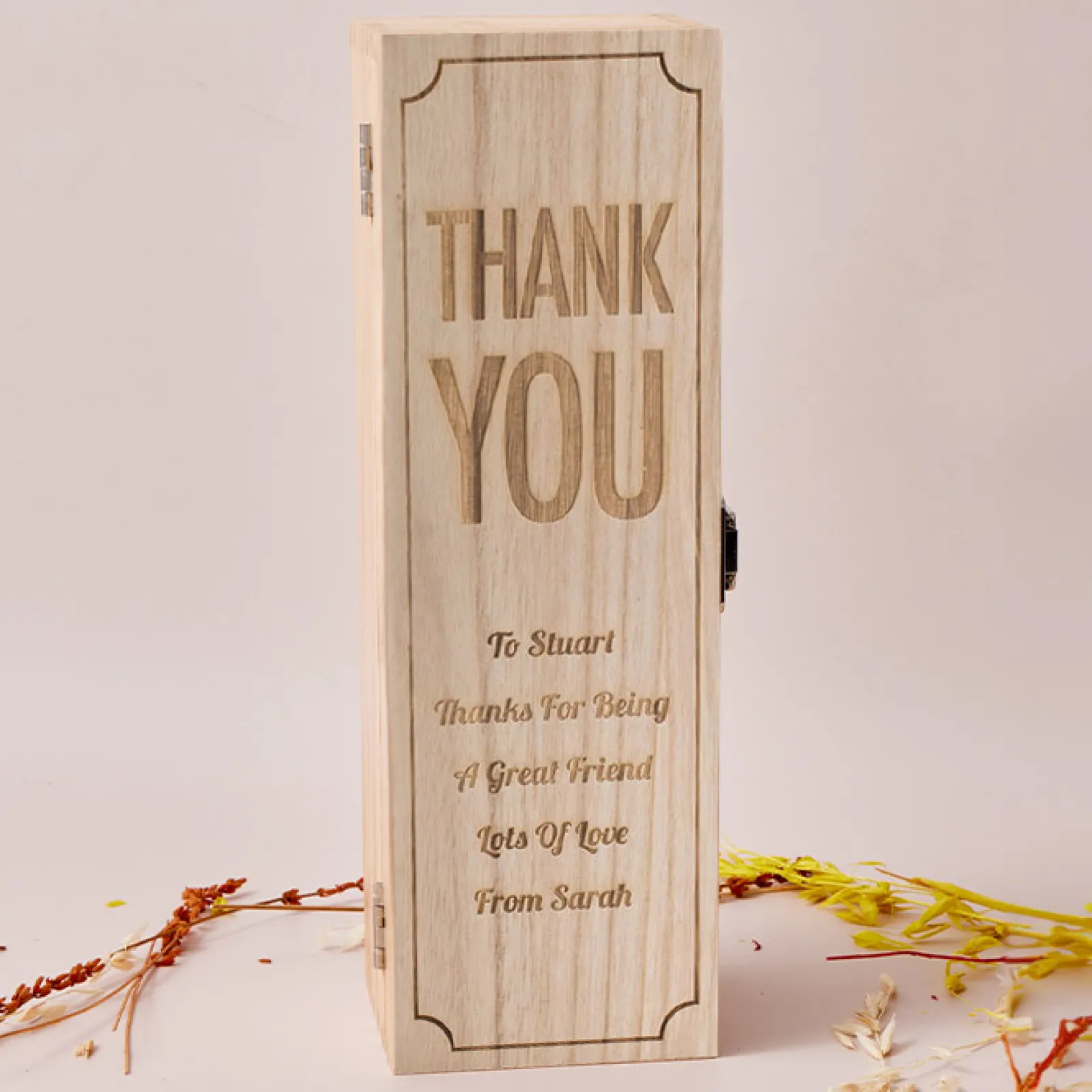 New Engraved Wooden Box With Luxury Prosecco - Thank You Personalised Engraved Gifts|Engraved Gifts