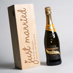 Card Factory Engraved Wooden Box With Luxury Prosecco - Just Married