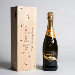 Card Factory Engraved Wooden Box With Luxury Prosecco - Just For You Hearts