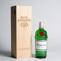 Hot Engraved Wooden Box With Tanqueray Gin - Message Personalised Engraved Gifts|Engraved Gifts