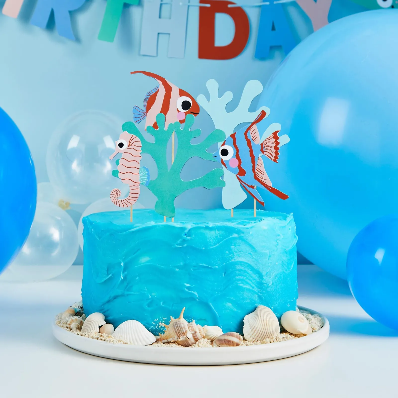 Card Factory Fish & Coral Card Cake Topper Set