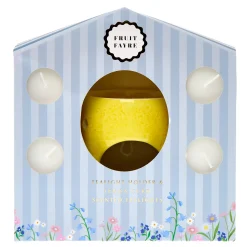 Card Factory Fruit Fayre Tealight Holder & Lemon Curd Scented Tealights