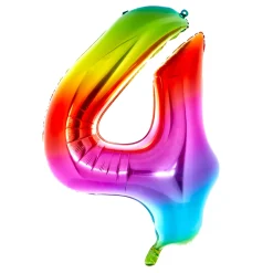 Kids Card Factory Giant Rainbow Number 4 Foil Helium Balloon - INFLATED