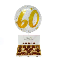 Card Factory Gold & Silver 60th Birthday Balloon & Lindt Chocolates - FREE GIFT CARD!