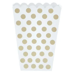 New Gold & White Dotty Treat Boxes - Pack Of 8 100Th Birthday|90Th Birthday