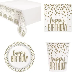 Card Factory Gold Confetti Birthday Party Tableware - 16 Guests