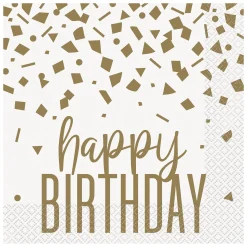 Card Factory Gold Confetti Birthday Party Tableware - 16 Guests