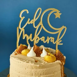 Gold Eid Mubarak Acrylic Cake Topper Cake Candles