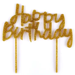 Card Factory Gold Glitter Acrylic Happy Birthday Cake Topper