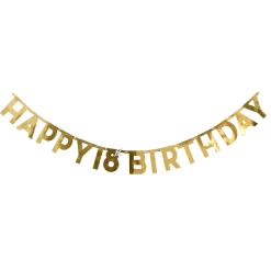 New Gold Happy 18th Birthday Letter Banner 18Th Birthday|Banners & Bunting