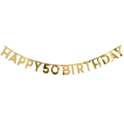 Card Factory Gold Happy 50th Birthday Letter Banner
