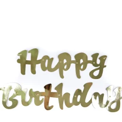 Clearance Gold Script Happy Birthday Banner Banners & Bunting|Birthday Party