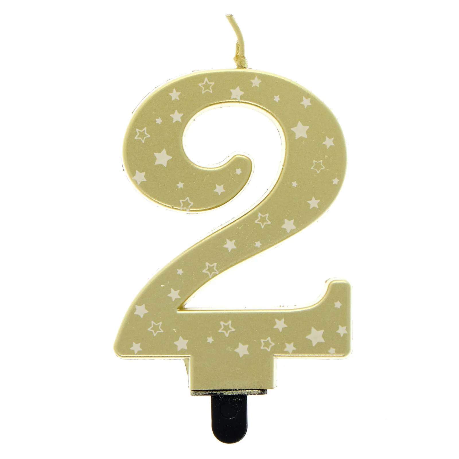 Card Factory Gold Starry Number 2 Cake Candle