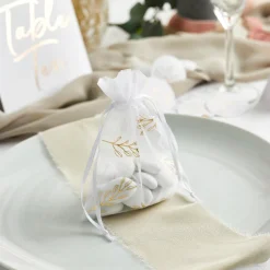 Outlet Gold Vine Organza Bags - Pack of 10 Bags & Favours|Wedding Party