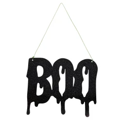 Card Factory Halloween Boo Black Glitter Acrylic Sign