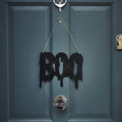 Card Factory Halloween Boo Black Glitter Acrylic Sign