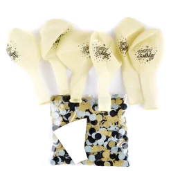 Sale Happy Birthday Black & Gold Confetti Balloons - Pack Of 6 Kids Birthday Party|Balloons For Kids