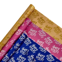 Kids Card Factory Happy Birthday Gift Wrap Rolls - Multipack of 3