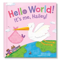 Outlet Hello World! Personalised Pink Storybook Kids Books|New Baby Gifts