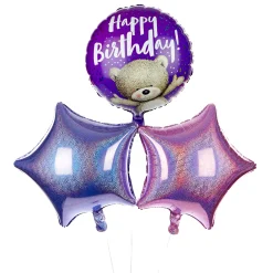 Kids Card Factory Hugs Bear Happy Birthday Balloon Bouquet - DELIVERED INFLATED!
