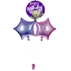 Kids Card Factory Hugs Bear Happy Birthday Balloon Bouquet - DELIVERED INFLATED!