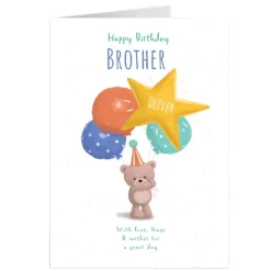 Card Factory Hugs Bear Personalised Birthday Card - Brother, Wishes For A Great Day