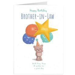 Card Factory Hugs Bear Personalised Birthday Card - Brother-in-Law, Wishes For A Great Day