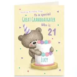 Card Factory Hugs Bear Personalised Birthday Card - Sending Birthday Hugs, Editable Age
