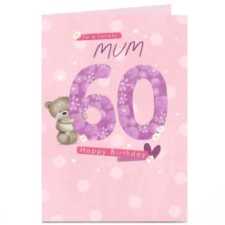 Card Factory Hugs Bear Personalised 60th Birthday Card - To A Lovely Mum
