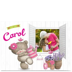 Online Hugs Bear Photo Card - Gardening Kids Any Occasion|Thank You