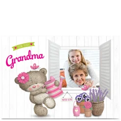 Card Factory Hugs Bear Photo Card - Watering Flowers, Any Relation
