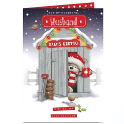Card Factory Hugs Personalised Christmas Card - Husband's Grotto